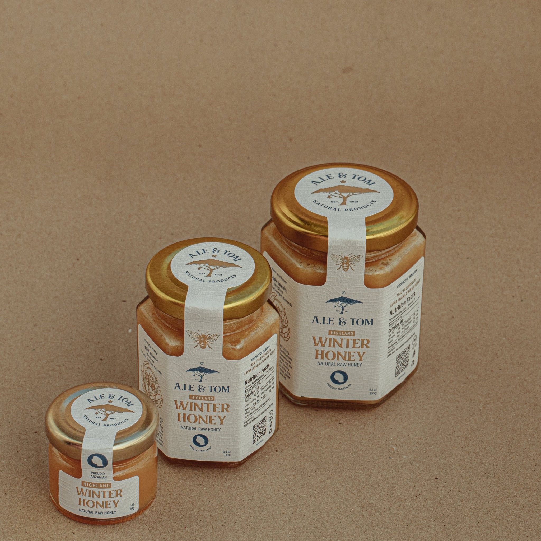 Natural raw organic premium honey from Tanzania, East Africa. A.LE & TOM honey varieties are sustainably sourced honey from small scale beekeepers in Tanzania. Superfood honey with propolis, pollen, antioxidants, and royal jelly.